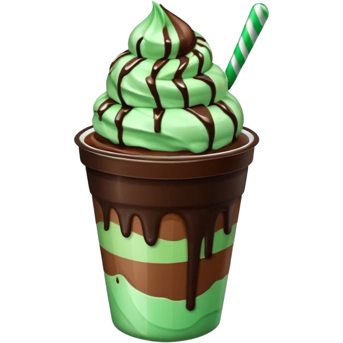 cup mint and chocolate ice cream emoji