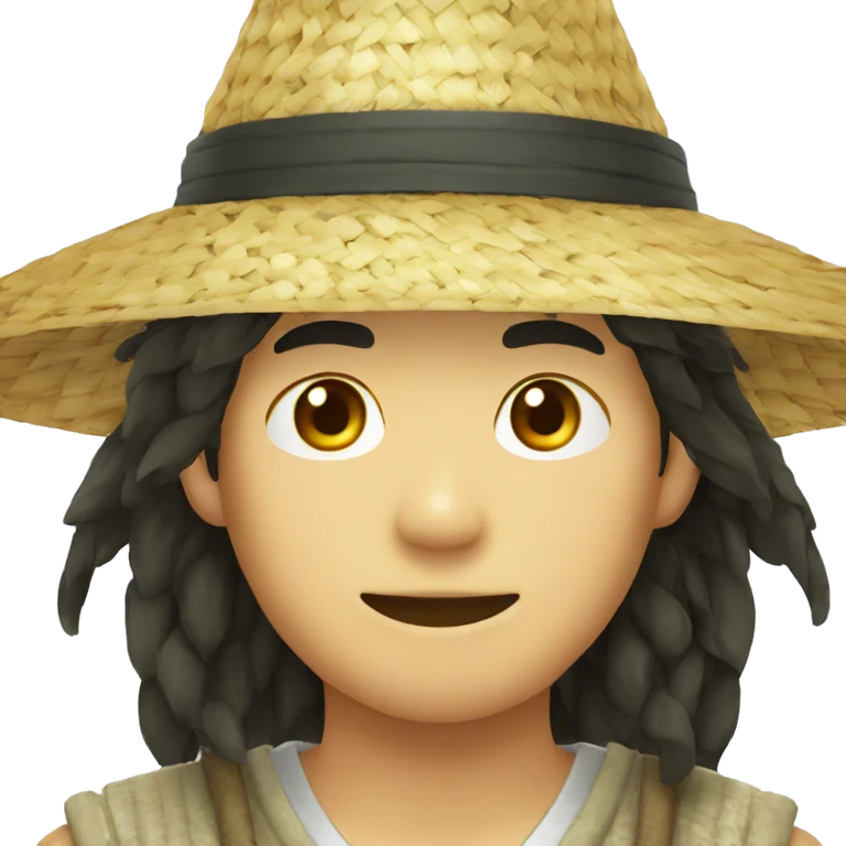 korean guy with Chinese triangle straw hat emoji