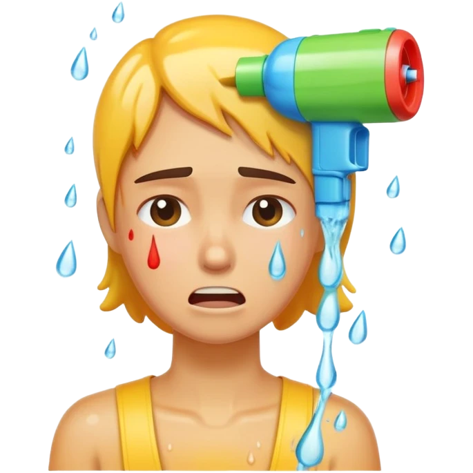 crying with water gun to head emoji