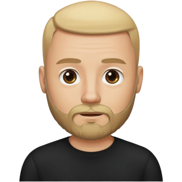 Bearded bald blonde man black shirt emoji