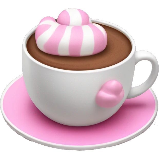 Hot chocolate with pink marshmallow ￼ emoji