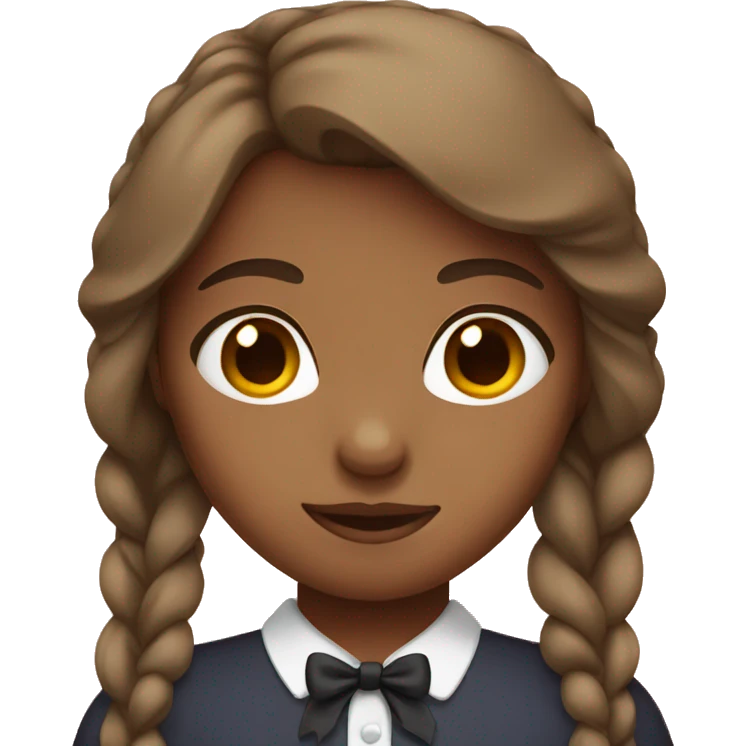 a brown headed girl wearing a bow emoji
