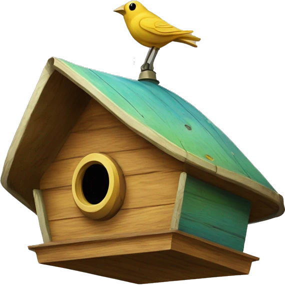 Painted wooden flattened UFO alien spaceship shaped birdhouse —no emoji  emoji