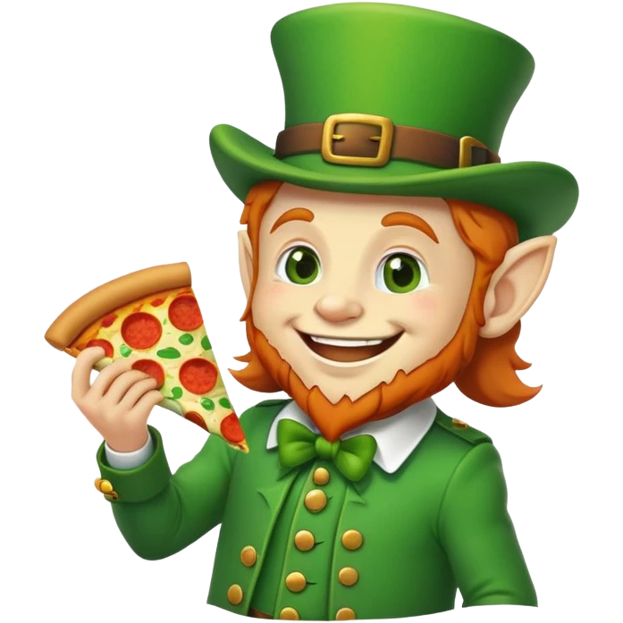 Leprechaun eating pizza emoji