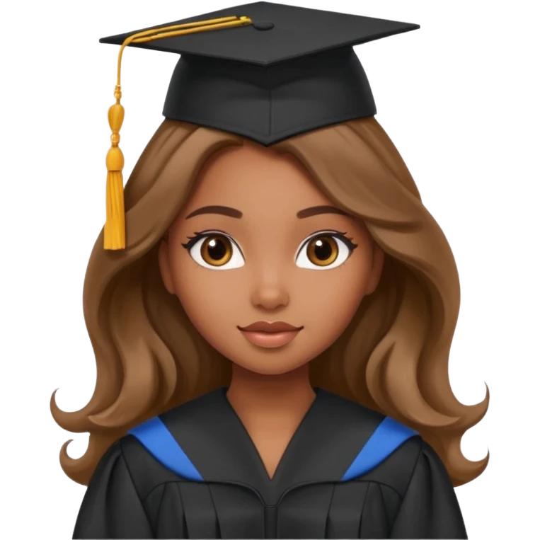 a pretty bratz brown girl with long wavy hair graduating emoji