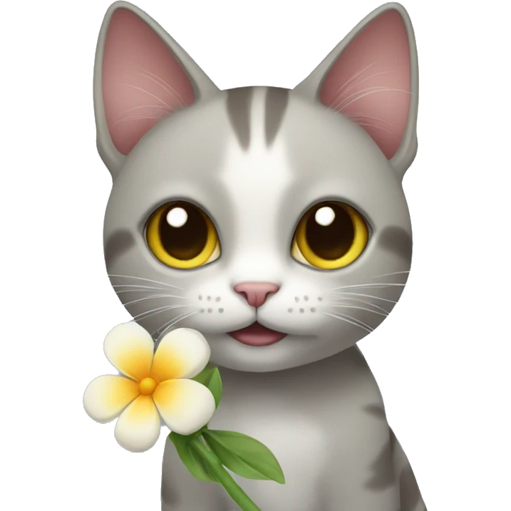 Cat holding a flower emoji