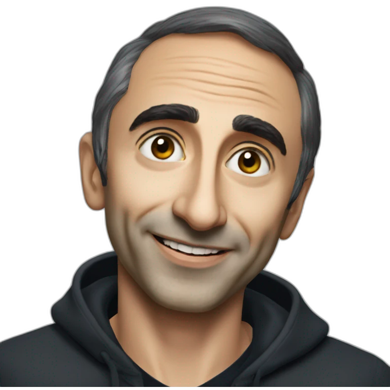 Eric Zemmour taking a selfie with a black person emoji