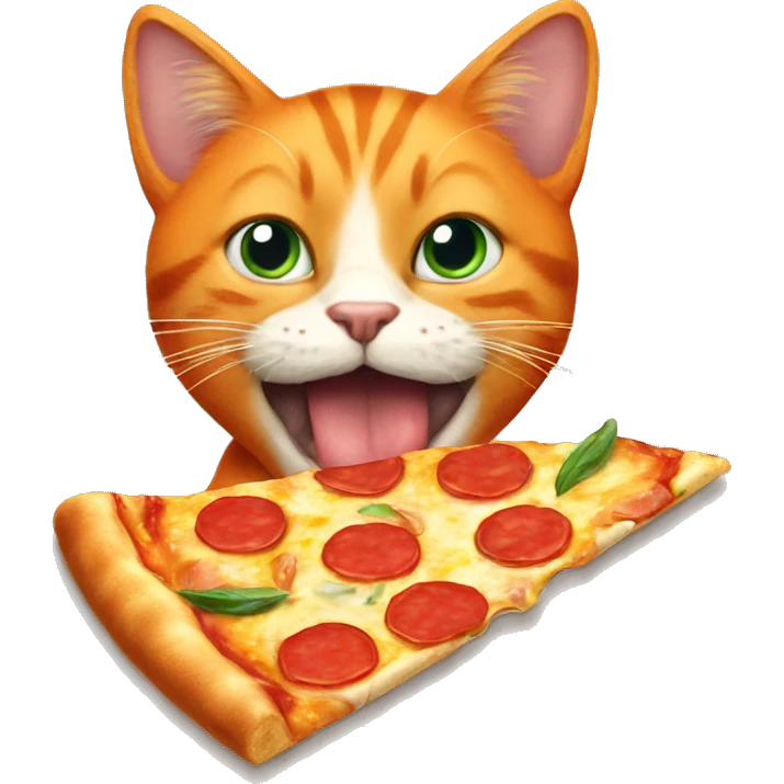 Orange cat eating pizza emoji