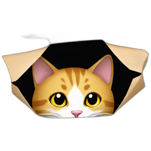 Cat hides in paper bag emoji