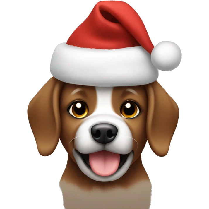 Generate a cute brown Christmas dog emoji