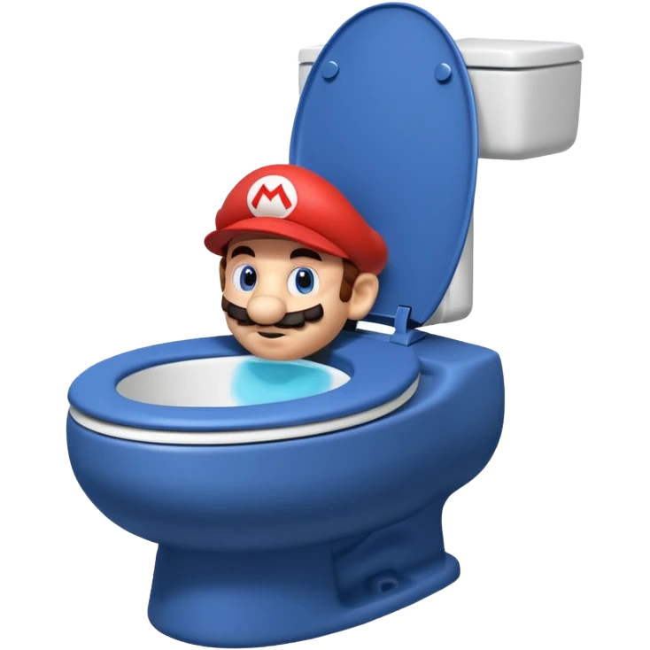 Mario's neck and head only sticking out of the middle of the bowl of a white toilet emoji