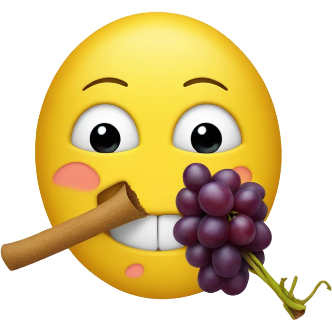 face eating a yellow stick with 2 grapes on the end  emoji