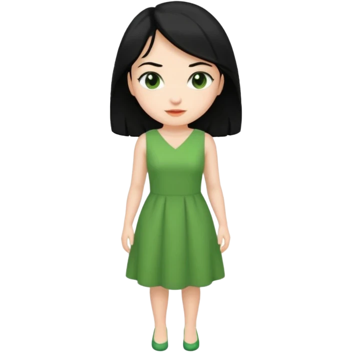 green dress black hair emoji