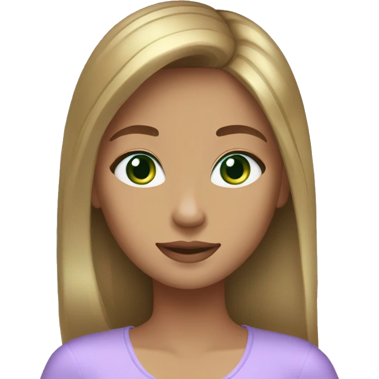 golden brown straight hair green eyes lavender dress emoji