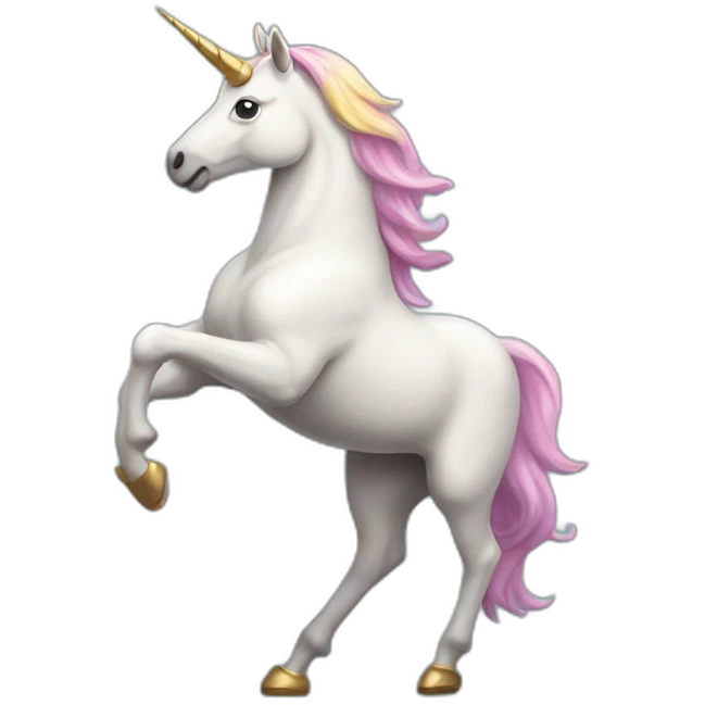 A unicorn standing on its two hind legs emoji
