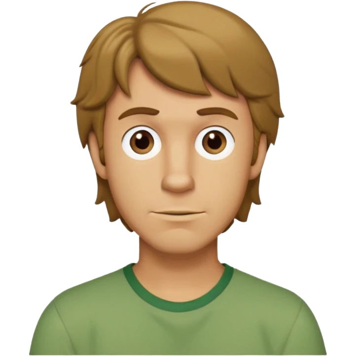 shaggy rogers caucasian man, dark blonde, brown eyes, green shirt from scooby doo emoji