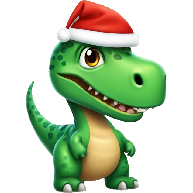 Dinosaurio con gorro navideño emoji