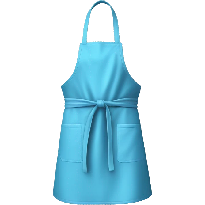 Realistic isolated sky blue kitchen apron tied in the front. emoji