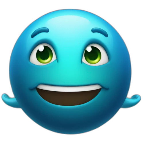 planet Neptune with a cartoon smirking face emoji