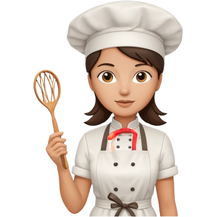 A brunette woman chef making Square wafers  emoji
