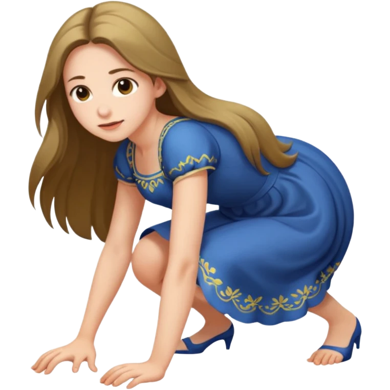 a young woman on all fours, crawling like a bitch. emoji