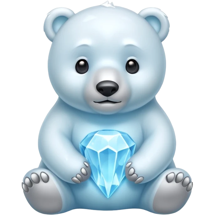 crystal polar bear character, icy crystal body, soft blue glow, cute but powerful, 3D cartoon, mobile game icon style, clean background, no text, no watermark



 emoji