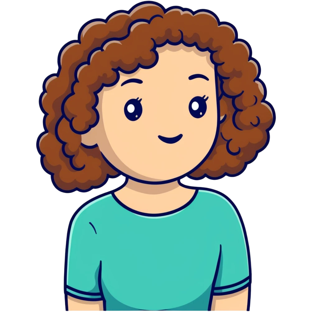 Mujer blanca rizada cabello café  emoji