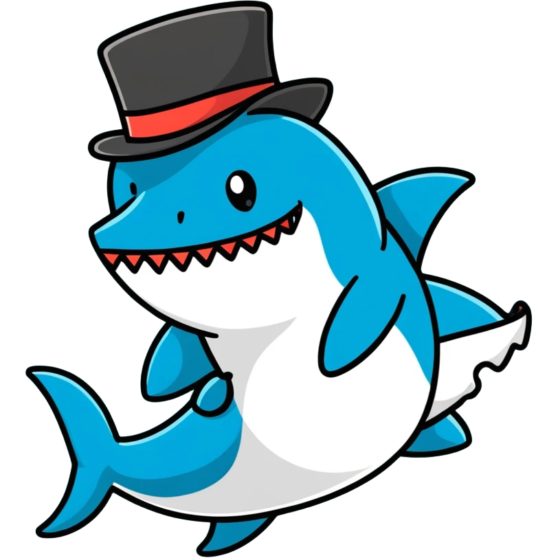 Shark with a top hat emoji