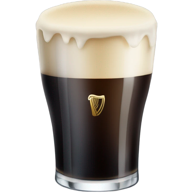 Tall frosty pint of Guinness in a standard Guinness glass with a normal creamy head emoji