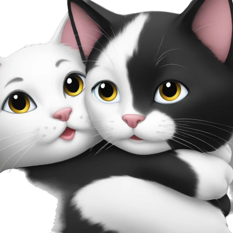 black and white cat hugs emoji