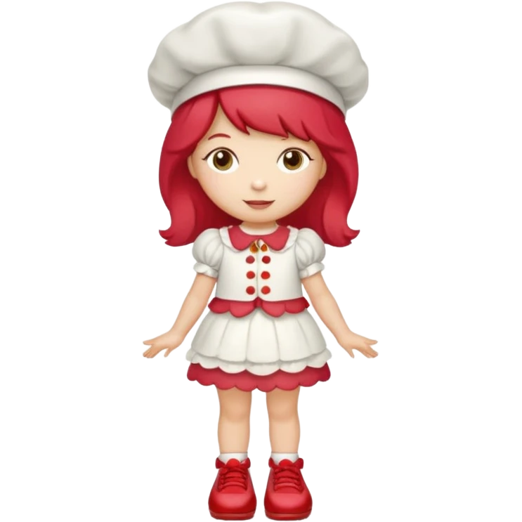 pretty and cute realistic strawberry shortcake full body with red shoes standing emoji