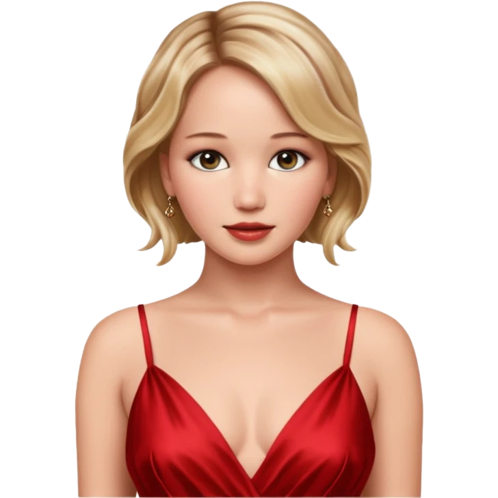 Jennifer Lawrence, in a red dress emoji