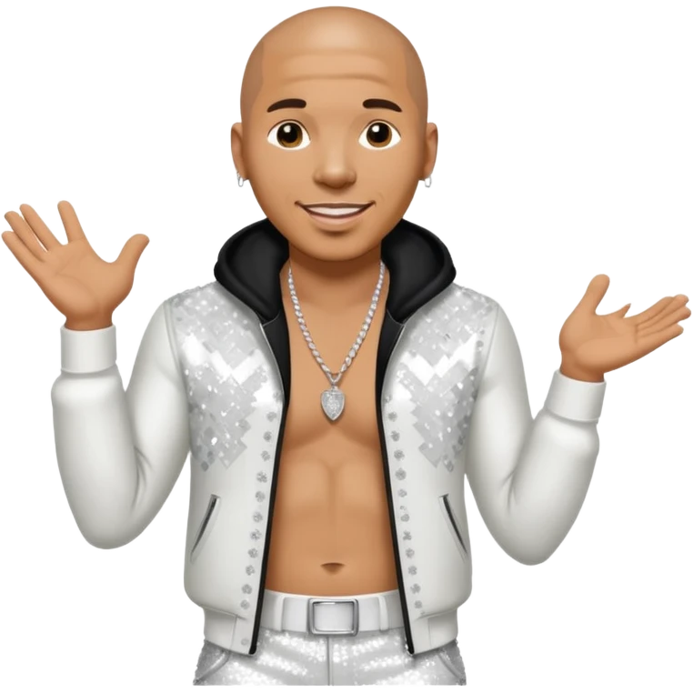 Pitbull, Rapper with white sequin outfit emoji