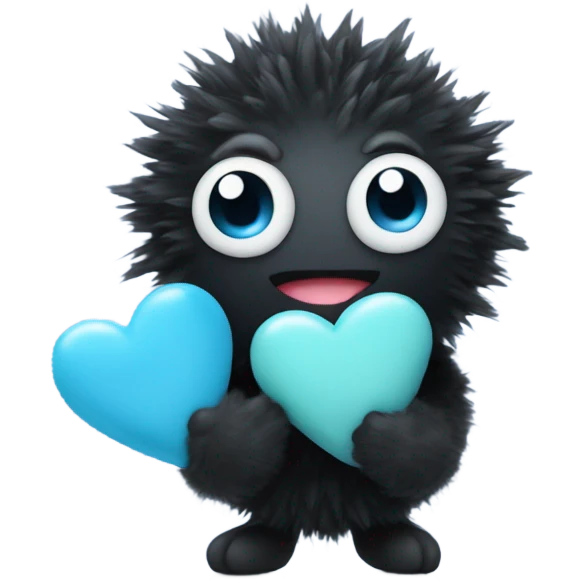 Soot sprite holding pastel blue heart emoji