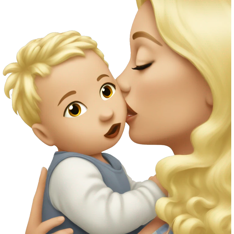 baby kissing mommy blonde emoji