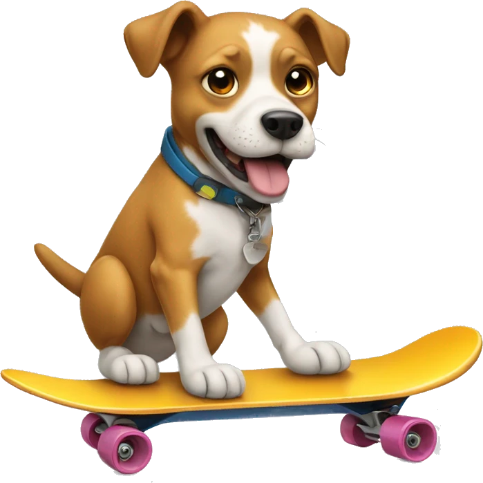 A dog riding a skateboard emoji