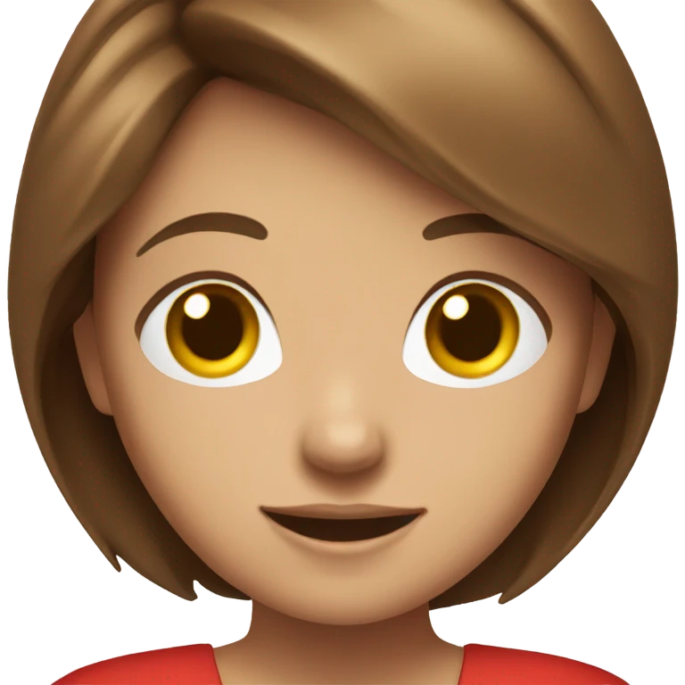 smiling girl with brown hair red dress emoji