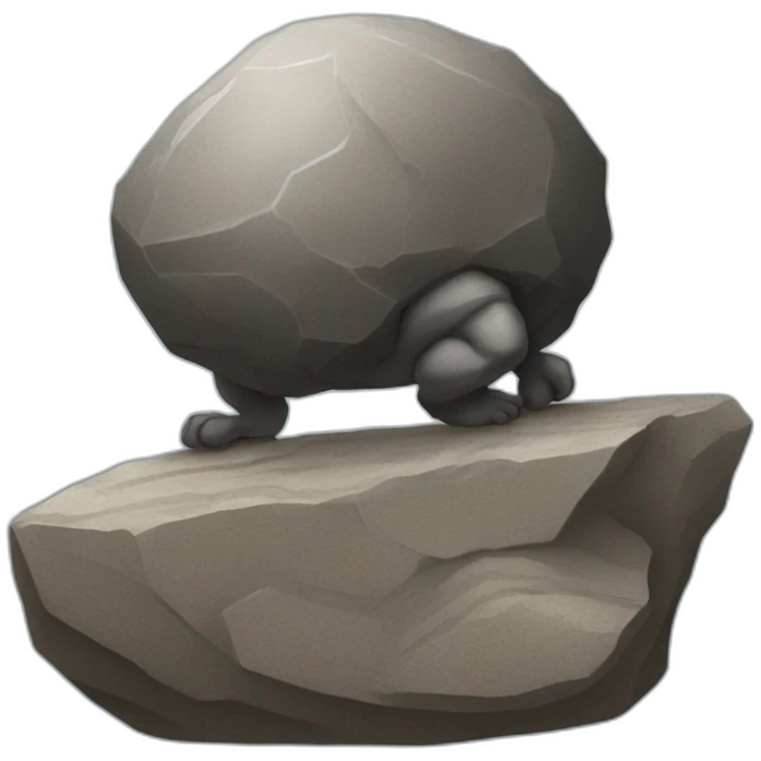 sisyphus sitting on a boulder emoji