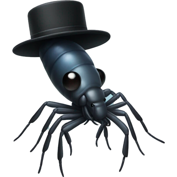Small black shrimp with a hat emoji