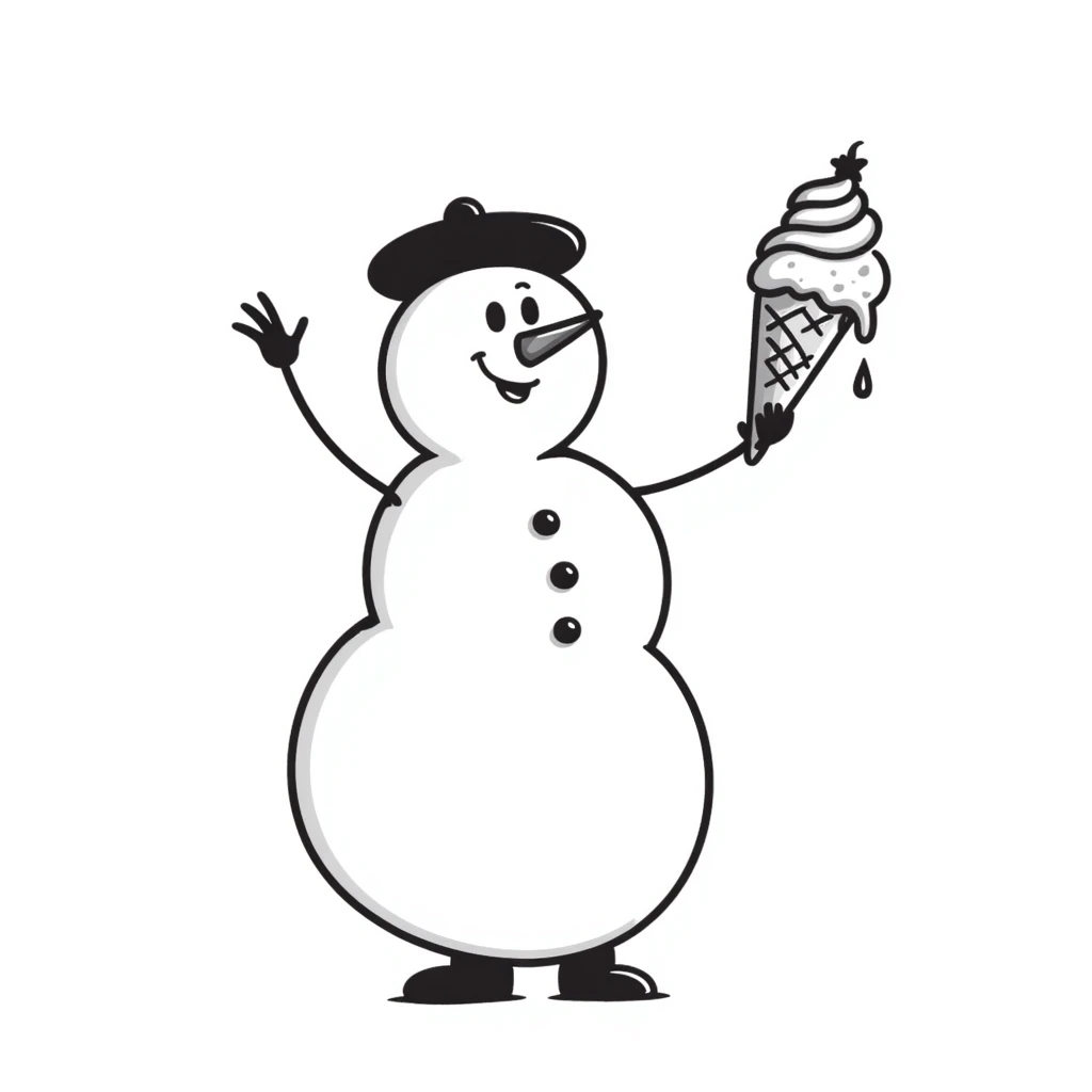snowman eating ice cream emoji