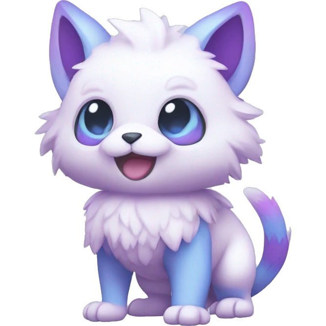 Cute cool white blue purple pink animal hybrid Fakemon full body emoji