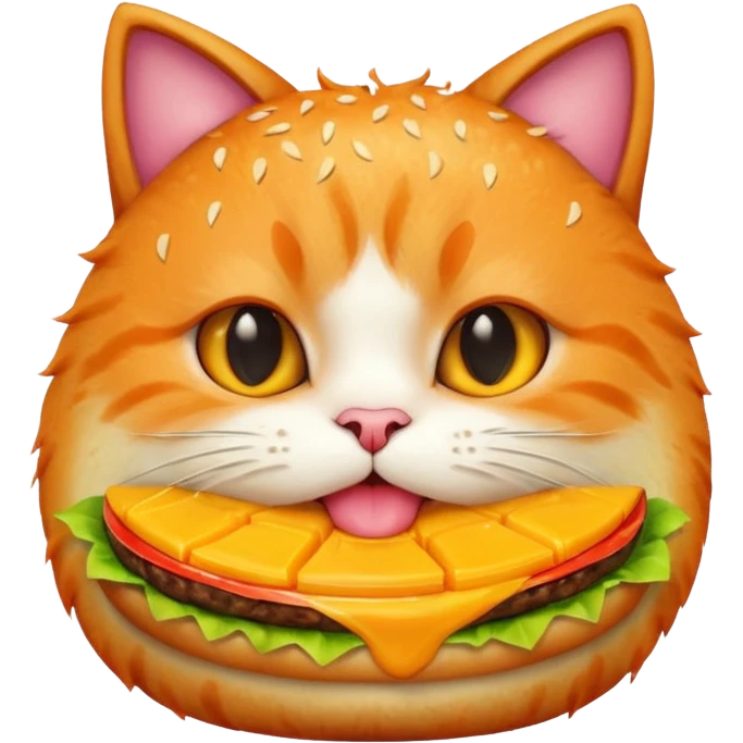 burger cat eating a mango emoji