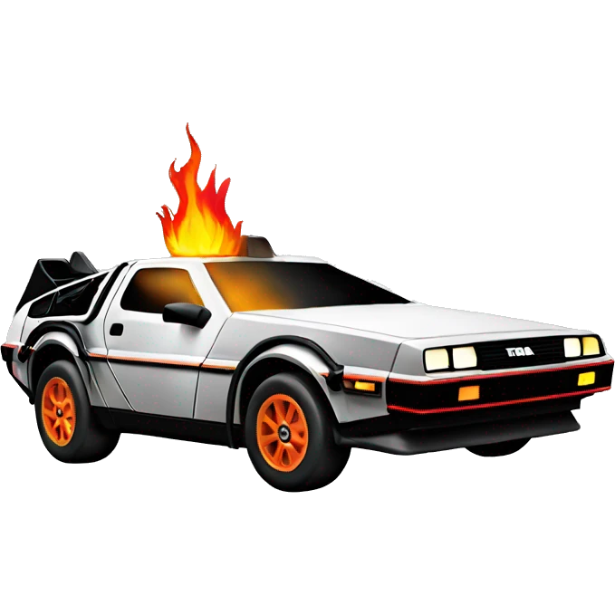 Delorean with fire emoji