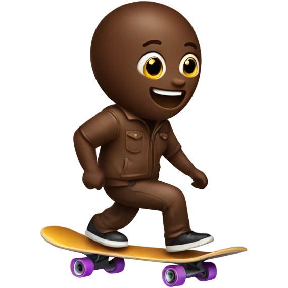 Chocolate riding a skateboard emoji