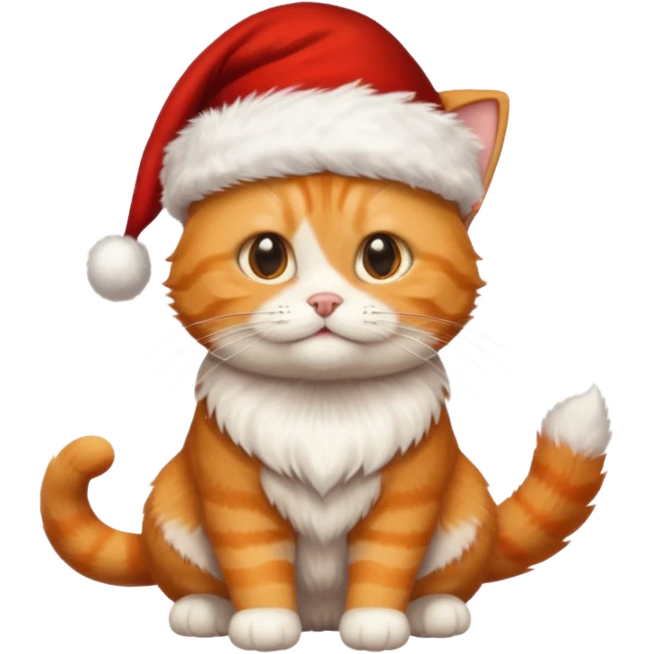 Make me a orange tabby cat with a white chin and a bit of white on the end of his tail and  a Santa hat that looks like 🐱 emoji with no beard  emoji