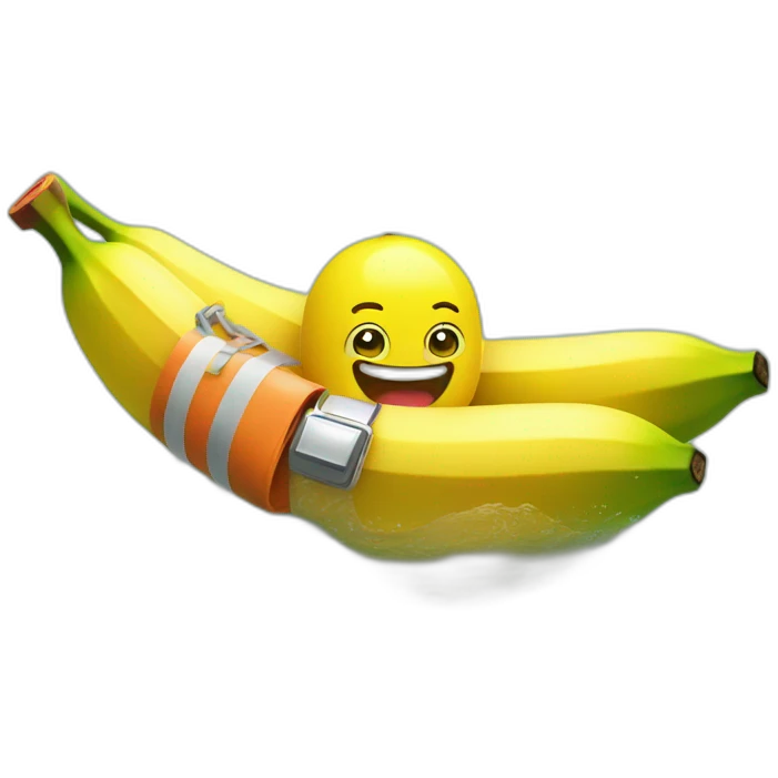 a banana with a life belt going to have a bath in the sea emoji