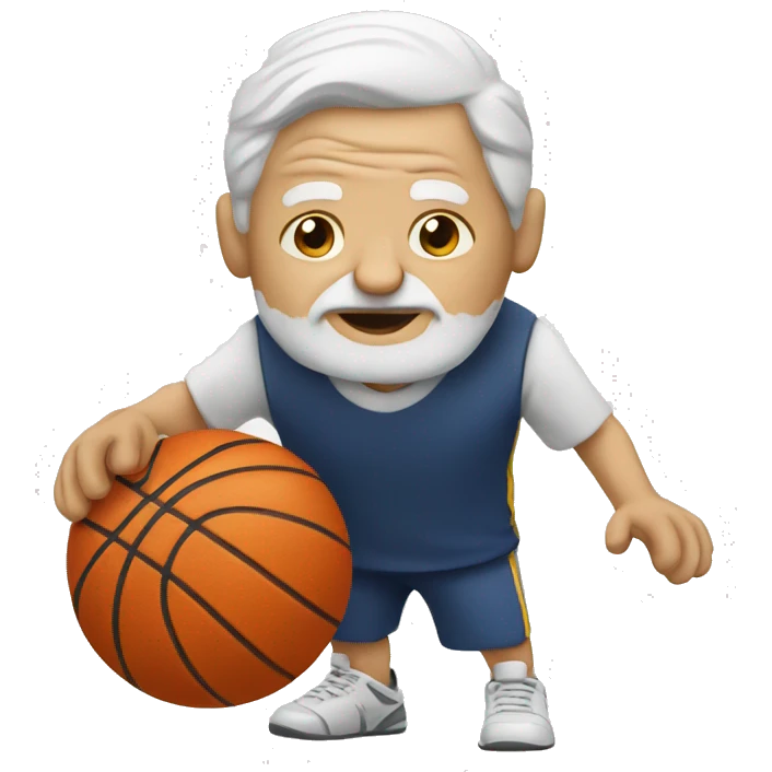 Old white person playing basketball emoji