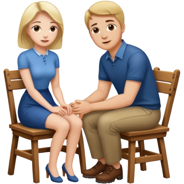 MaN sitting on chair Woman kneeling emoji