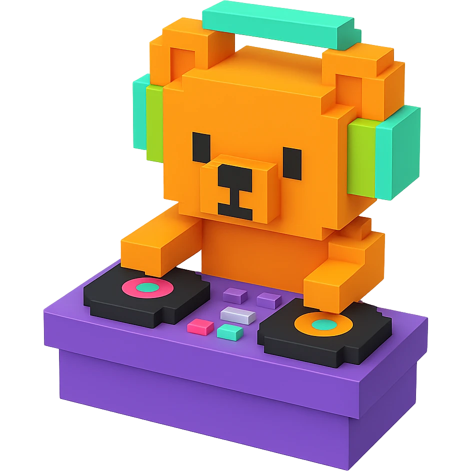 Сделай медведя у DJ-установки, no background emoji