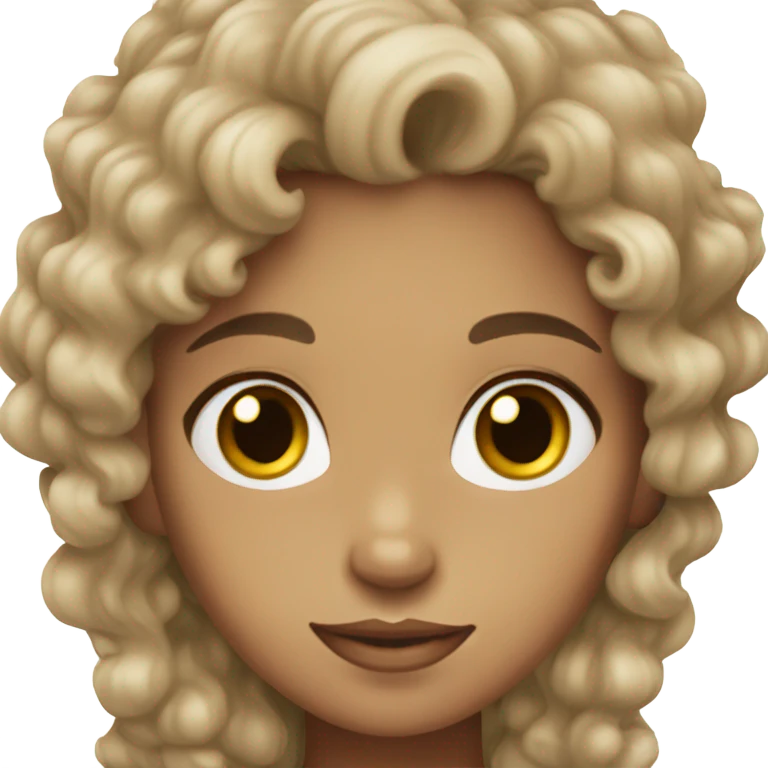 girl with light brown skin and dark brown eyes and dark brown curly hair emoji